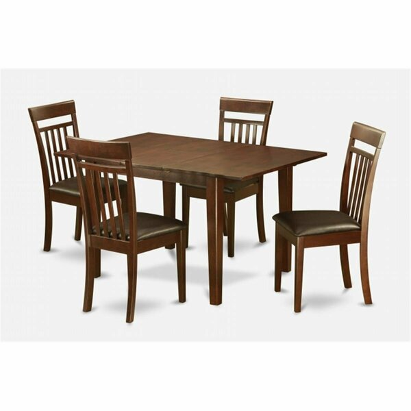 East West Furniture 5PC Set with Rectangular 36 x 54 Table with 12 in butterfly leaf and 4 Faux Leather seat chairs MLCA5-MAH-LC